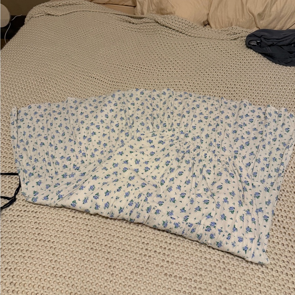 Aerie Blue/White Floral Maxi Skirt